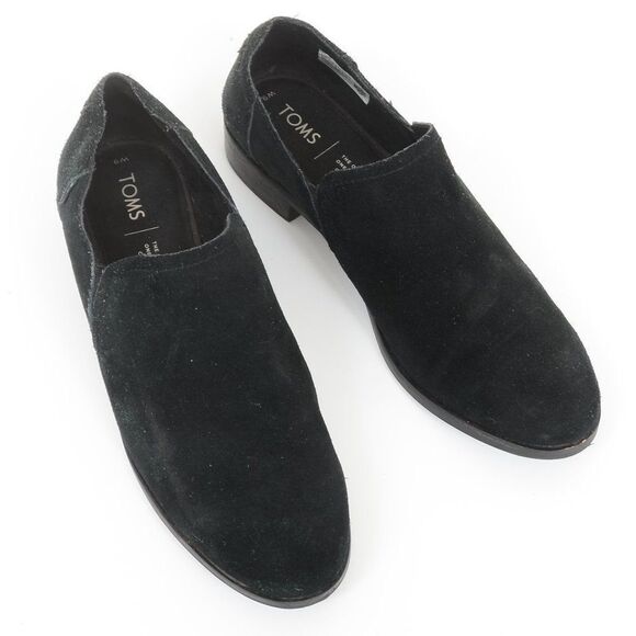 TOMS Black Suede Slip On Loafer Bootie Women's Size 9 - Picture 2 of 5